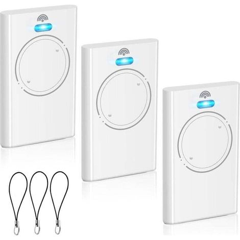 Lot de 3 télécommandes pour ouvre-porte de garage 433,92 MHz - Compatible avec XT2 433 SLH LR - 2 canaux - Blanc (1/4)