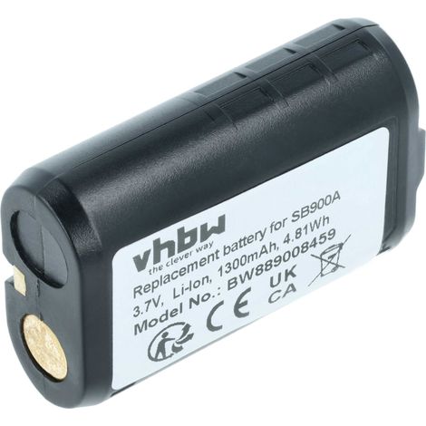 vhbw Batería reemplaza Shure SB900A, SB900B, 95A42465, SB900 para sistema radio, transmisor digital (1300 mAh, 3,7 V, Li-Ion)