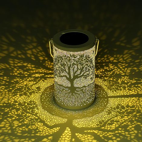 Lanterne Solaire Arbre De Vie - Décoration Extérieure Étanche - Suspension Métallique pour Jardin Terrasse - Idéale pour Noël et Thanksgiving - 1 Pièce (1/5)