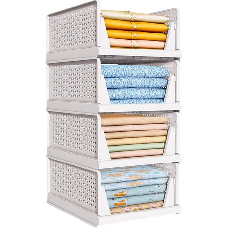 Lot de 4 Rangement Vetement, Plastique Organisateur Armoire Vetement, 4L (1/5)