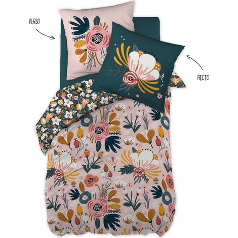 Parure de couette 100% coton 57 fils 140 x 200 cmm CHAMPETRE