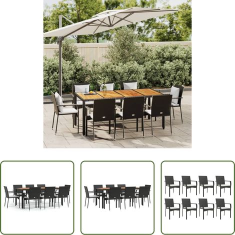 vidaXL Salle à manger extérieure - Ensemble à manger jardin 9pcs et coussins noir résine tressée (1/5)