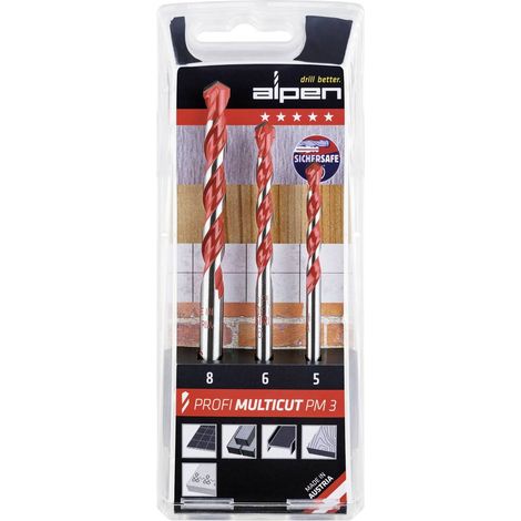 Punte multiuso in carburo di tungsteno, 3 pezzi, punte speciali universali, alta flessibilità e fori precisi, per forare piastrelle, muratura, metallo, diametro 5/6/8 mm