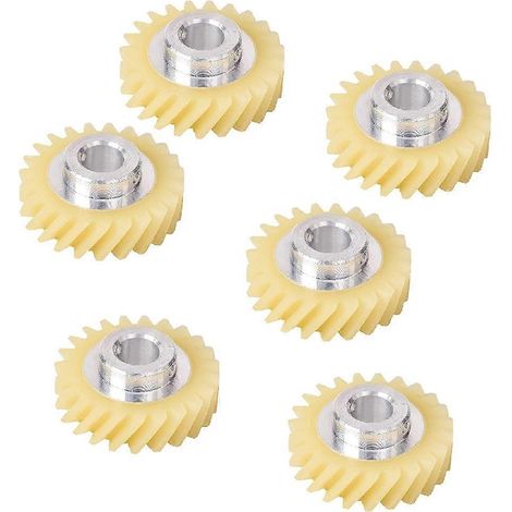 Lot de 6 engrenages à vis sans fin de rechange w10112253 pour mélangeurs, compatibles avec tous les mélangeurs, couleur beige/argent. (1/5)