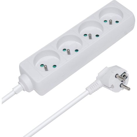 Multiprise électrique avec câble 4 prises 1,5 m Blanc (1/2)