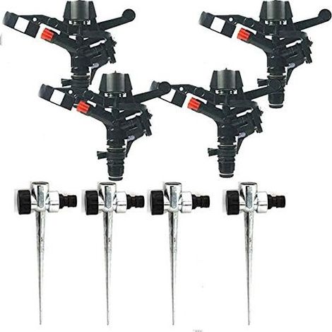 Set di 4 Irrigatore a Settore Agricolo 3/4'', portata da 13 a 18 m  +  Picchetto di Supporto per Irrigatore (1/5)