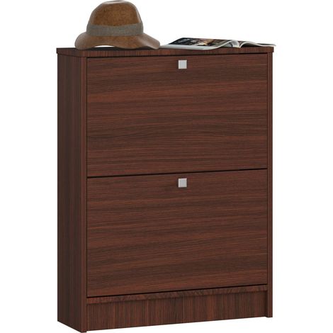 Meuble à chaussures AKORD Wengé 60 cm 2 portes façade Wengé 2 étagères 60x20x80 cm (1/5)