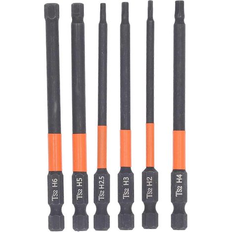6-teiliges Set Sechskant-Bohrer H2 bis H6, 100L S2 Legierung, starker magnetischer Sechskant-Bohrer für Heimwerker