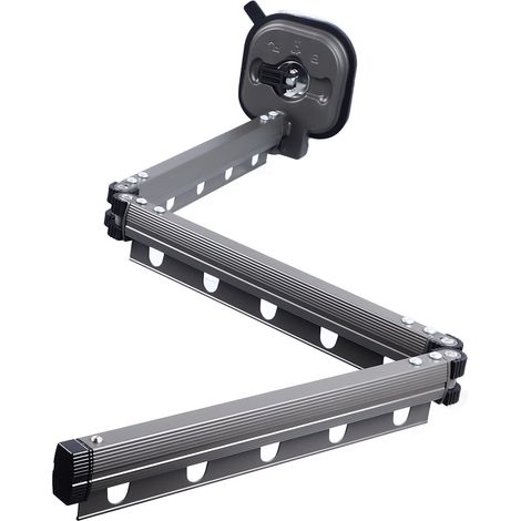 Séchoir à linge mural, gain de place, extensible et pliable, idéal pour les balcons et terrasses, installation sans perçage, format trois volets, gris (1/5)