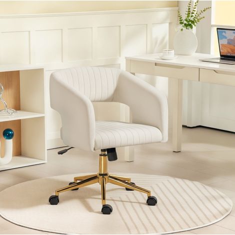 Schreibtischstuhl höhenverstellbar mit Wippfunktion Creme OKMYHOME (1/5)