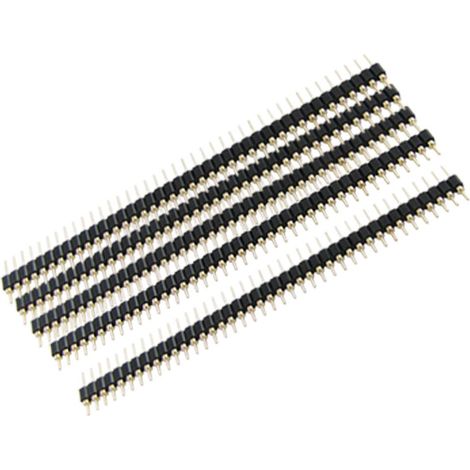 Embase à broches rondes une rangée de 40 positions, pas 2,54 mm, noir, montage plat, 5 pièces