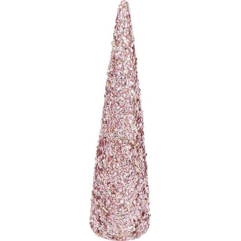 Cône Déco "Sequins" 56cm Rose Clair (1/3)