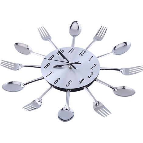 Horloge murale en verre argenté avec couverts (1/5)