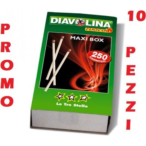 10 Confezioni Fiammiferi Cucina Maxi Box Le Tre Stelle