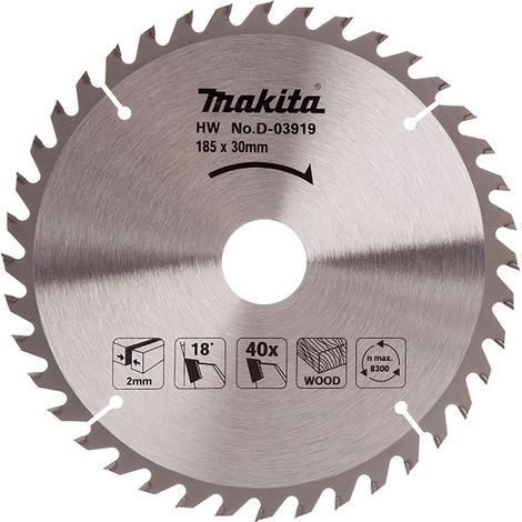 Makita D-03919 Lama Sega Circolare Standard T.C.T. 185x30mm 40T Legno