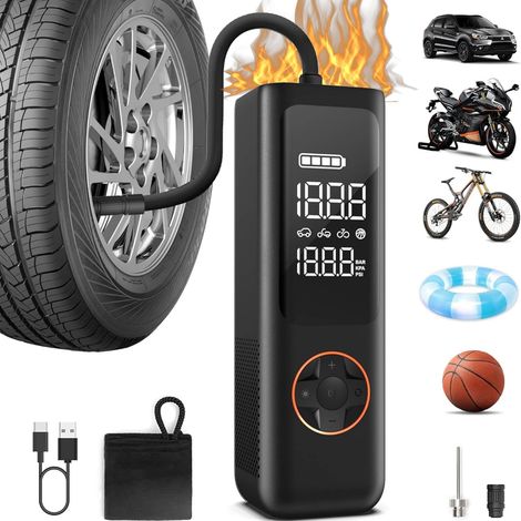 P1 Gonfleur Pneus Voiture sans Fil - Mini Compresseur à Air Portatif 150 PSI, Pompe Électrique avec Powerbank, Arrêt Automatique, Charge USB-C, pour Voiture, Moto, Vélo, Ballon (1/5)