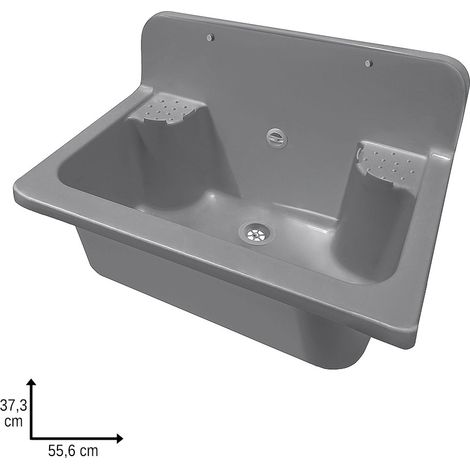 Pilozzo maxi a muro 56 cm in resina grigia con portasapone e kit di scarico