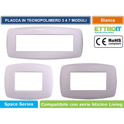 Ettroit Serie Space Placca 503 3P Moduli Slim Bianco Compatibile Living LN87301 (1/4)