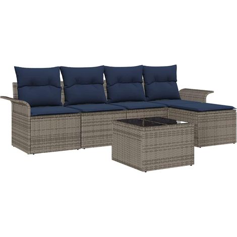 Maison Exclusive - Gartensofa-set mit Speicher 6 pcs Grau Poly-Ra