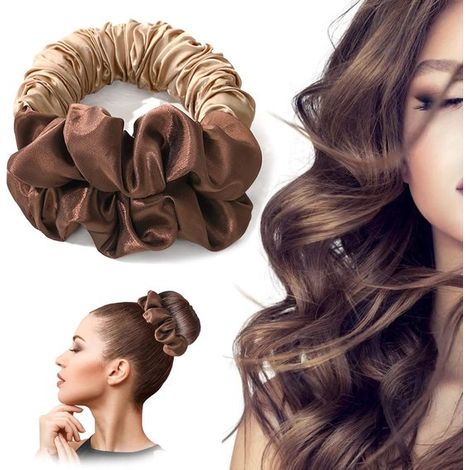 Cinta para rizar el cabello - Goma para el cabello - Goma suave para el cabello - Rizador nocturno para cabello largo (marrón) (1/5)