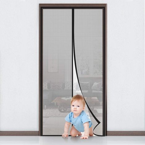 Zanzariera per porta e finestra 120x210cm Zanzariera magnetica a maglia ultra fine Tenda per porta Anti-mosche Anti-insetto Chiusura magnetica Installazione senza foratura con striscia adesiva, Nero