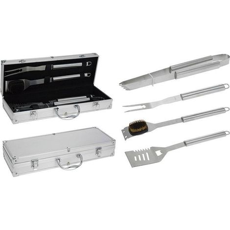 Set utensili barbecue Progarden acciaio inox 4 pezzi (1/2)