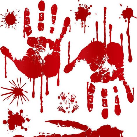 Stickers muraux d'Halloween : empreintes de mains et de pieds ensanglantées, pour vitrines, portes, maisons hantées, bars, décorations de farces, stickers muraux d'horreur - SK31007 -