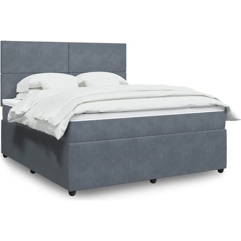 Boxspringbett mit Matratze Dunkelgrau 180x200 cm Samt
