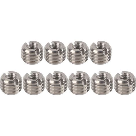 10 pièces Kit d'Inserts Filetés, Femelle M4 x 0.7, Mâle M8 x 1.25, Longueur 6mm/0.2in, Inserts d'Écrou en Acier Inoxydable pour Turbines à Vapeur d'Automobiles d'Aviation, Noix (1/5)