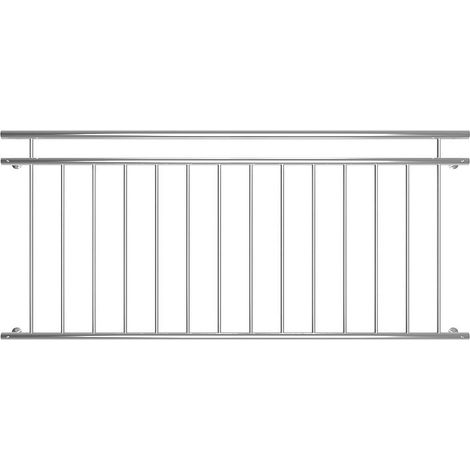 V2A 90x184cm Balcone Ringhiera Finestra Ringhiera in acciaio inox Griglia Francese Balcone Argento (1/6)
