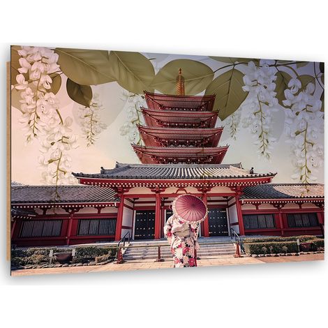 Quadro deco panel, Geisha e tempio giapponese - 90x60 (1/5)