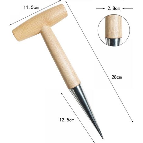 Plantoir à bulbes avec pointe en acier 27 cm - Plantoir à main avec manche en bois solide - Outil de jardinage pour adultes (1/4)