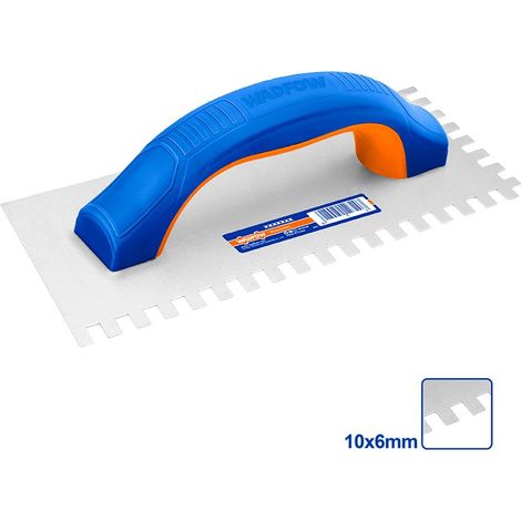 Llana dentada mango pvc WADFOW 230x100mm, acero carbono, dientes 10x6mm, ergonómica, WADFOW