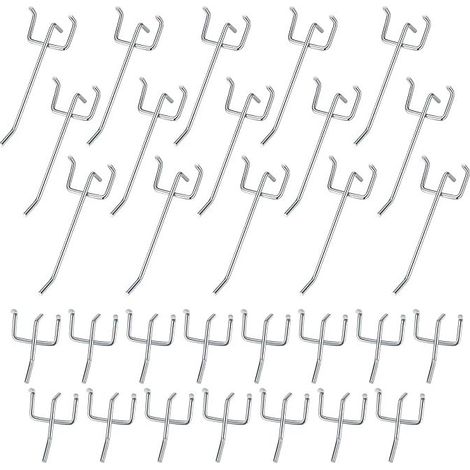30 Pièces Crochets pour Panneaux Perforés, Crochets pour Panneau Perforé Porte Mural, Crochets Muraux pour Organiser Outils Établi Rayonnages de Magasins - 10cm/5cm (1/5)