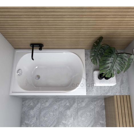ECOLAM Baignoire rectangle acrylique Mini Polimat 110x70 cm  pieds siphon + silicone  Original produit Belle forme (1/5)