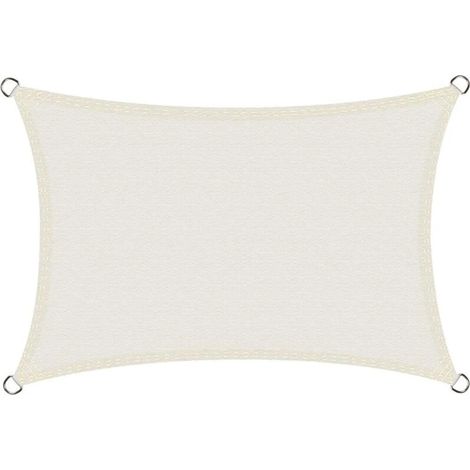 Voile d'ombrage rectangulaire imperméable 3x4m, protection solaire en PES déperlant, protection UV 98% pour terrasse extérieure, blanc cassé 3x4 (1/4)