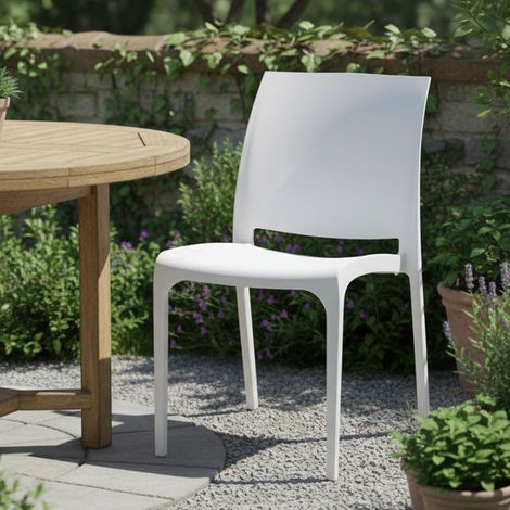 Dmora - Gartenstuhl Tambora, Gartensitz, Outdoor-Stuhl, Outdoor-Sessel, Made in Italy, 54x46 h80 cm, Weiß (1/3)