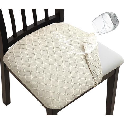 Set di 4 fodere per sedie da pranzo - Laminato TPU impermeabile - Sfoderabile e lavabile - Per cucina, sala da pranzo, hotel, matrimonio - Beige