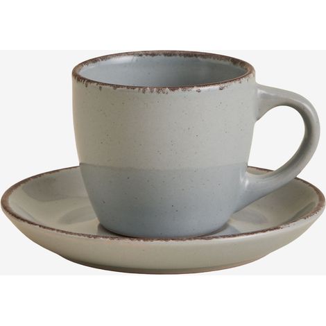 Confezione da 2 tazze da caffè in gres Ronilena con piattini, 9 cl SKLUM