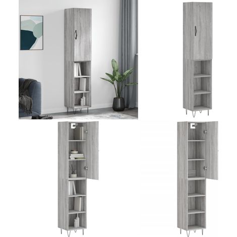Highboard Grau Sonoma 34,5x34x180 cm Holzwerkstoff - Holzwerkstoff - Schrank (1/5)