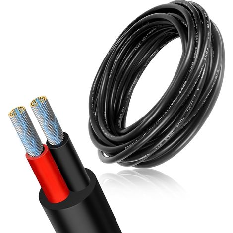 Fil électrique de 5 mètres 16 AWG 2 x 1,5 mm² - Câble à 2 fils - Câble en cuivre étamé flexible - Multibrins - Résistance à haute température - Câble d'alimentation pour DC 5V/12V/24V LED Voiture (1/5)