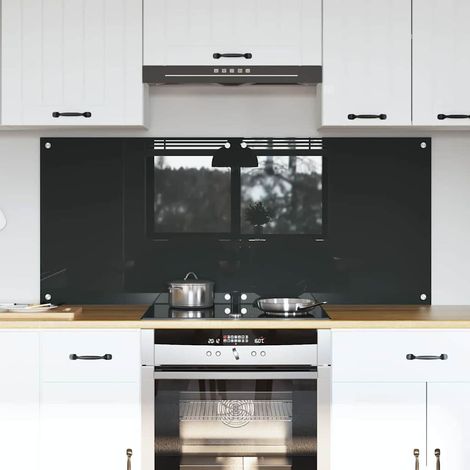 Protection de cuisine 2 pcs-Dosseret de cuisine-Fond de hotte-Crédence de cuisine Gris foncé 70 x 60 cm verre trempé (1/5)
