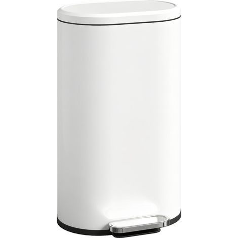 Pattumiera da cucina 30 L a pedale con coperchio soft-close, metallo, bianco crema (1/5)