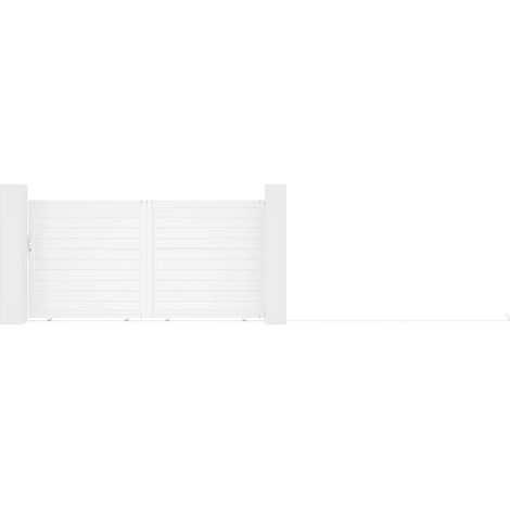 Cancello elettrico scorrevole L374 x H180 cm Alluminio pieno Bianco - NAZARIO (1/5)