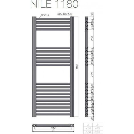 Radiateur sèche-serviette design vertical NILE 45x118 cm-Blanc-45 ---Blanc