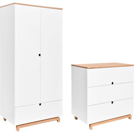 Kommode mit 3 Schubladen und 2-türigem Schrank Bellamy Nomi Weiß und Holz (1/5)