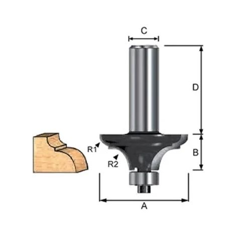 Makita D-11704 Fresa a profilo classico con gambo 8 mm