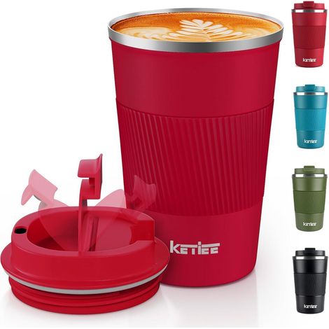 KETIEE Kaffeebecher to go 380ml Thermobecher Rot BPA-frei (1/5)