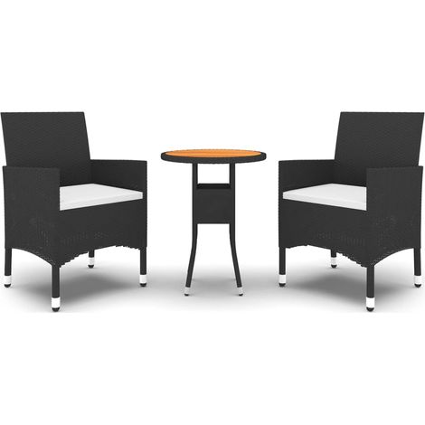 Maison Exclusive - Set da Pranzo per Giardino 3 pz in Polyrattan Nero