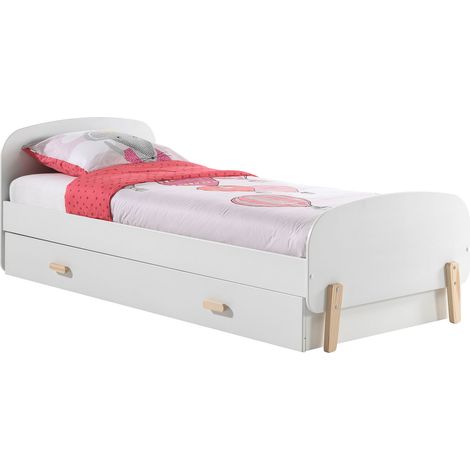 Lit gigogne 90x200 laqué blanc et pin massif clair Kiddy (1/2)